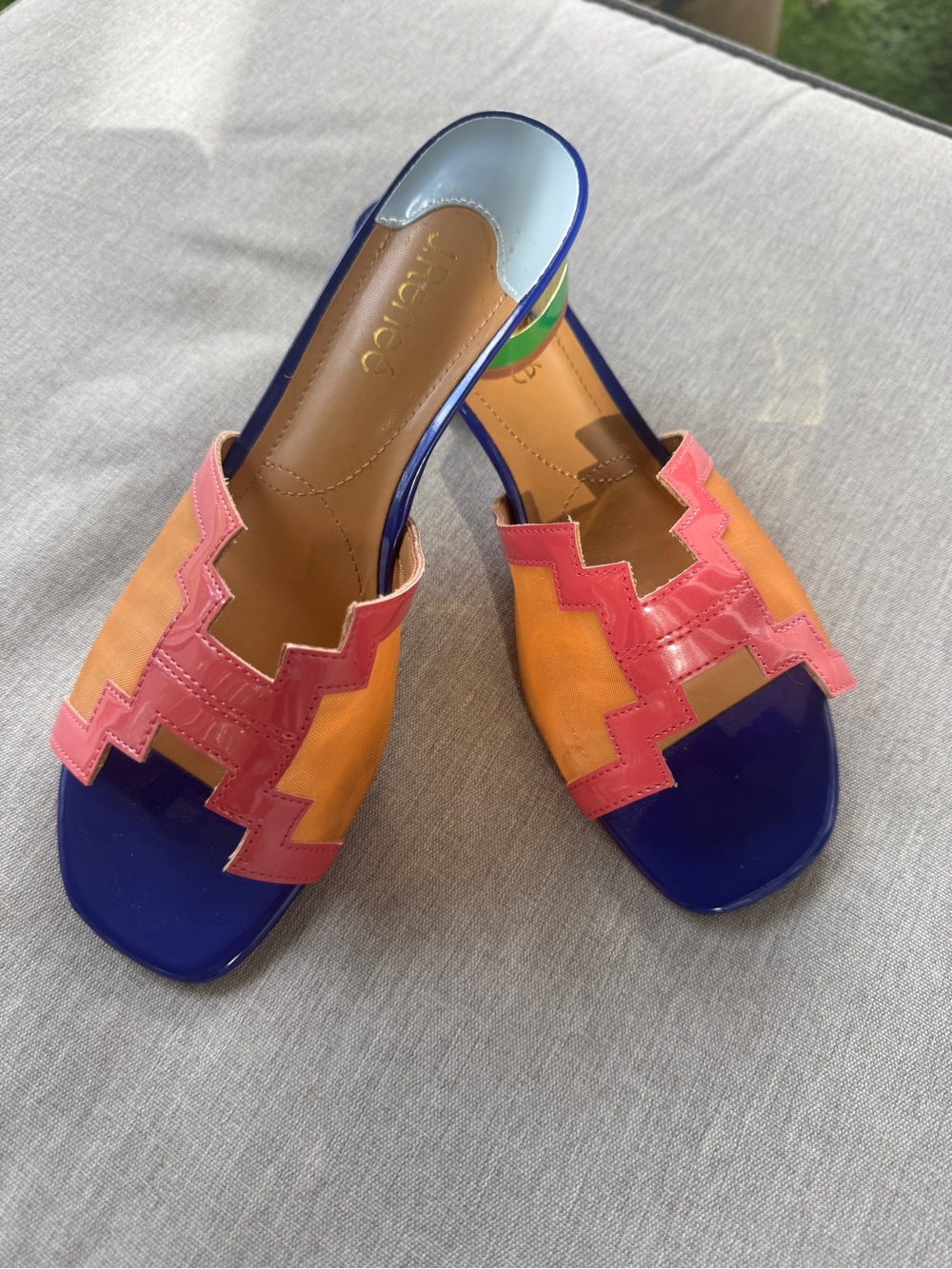 J.Renee Multicolor Slide Sandals in Blue, Orange & Pink